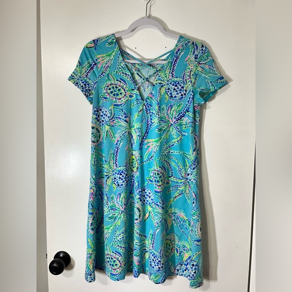 Lilly Pulitzer Kimi Swing Dress Resortwear Vacation Bermuda Blue Turtle Sz M - Picture 8 of 12